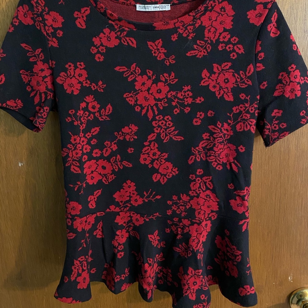 zara Peplum Floral Top